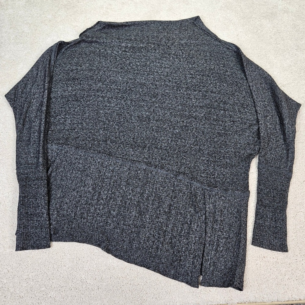 Free People‎ Asymmetrical Knit Sweater Charcoal Gray S Funnel Neck Contemporary